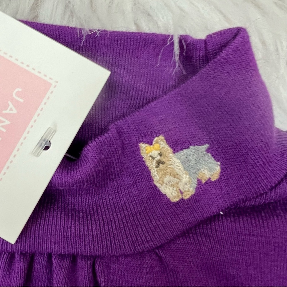 NWT!! Janie and Jack Purple Turtleneck with Embroidered Maltese Dog on Collar